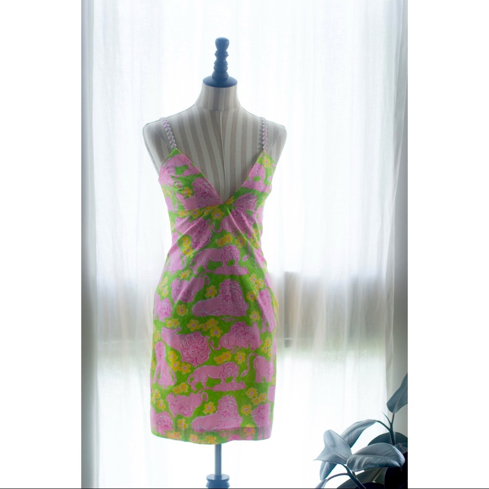 Vintage “Lilly Pulitzer” Green Lion Print Dress